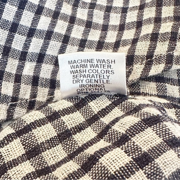 Flax Linen Asymmetrical Airy Navy Gingham Tunic Top - Medium - Picture 7 of 11